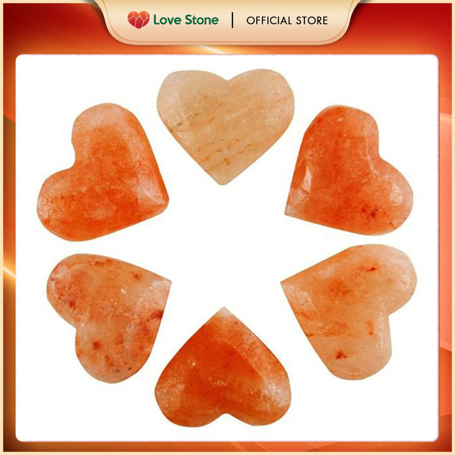 Đá Muối Hồng Himalaya Đặt Lưng Hình Trái Tim - Nhập Khẩu Pakistan 100%