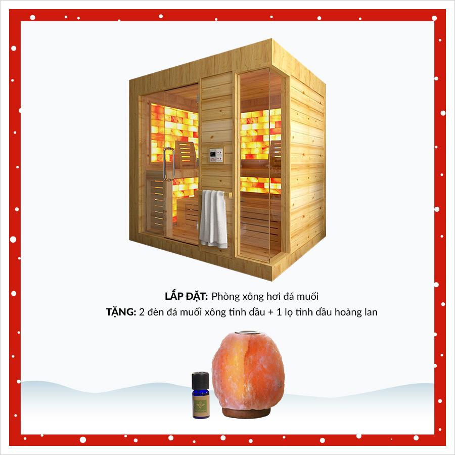 Lắp đặt phòng xông hơi đá muối tặng ngay combo 2 đèn đá muối xông tinh dầu và 1 lọ tinh dầu hoàng lan Lắp đặt phòng xông hơi đá muối tặng ngay combo 2 đèn đá muối xông tinh dầu và 1 lọ tinh dầu hoàng lan